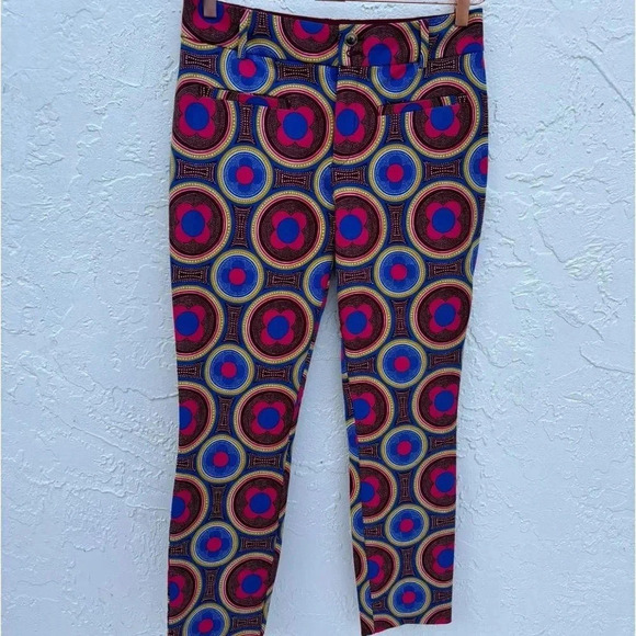 Anthropologie Womens The Essential Slim Printed Trousers Multicolor Size 6 - Picture 8 of 15